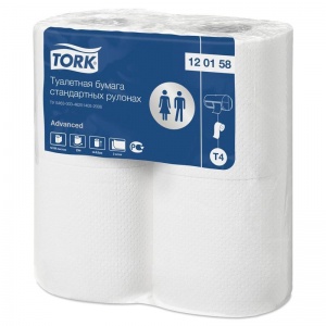 Бумага туалетная 2-слойная Tork Advanced T4, белая, 23м, 4 рул/уп (120158), 4 уп.