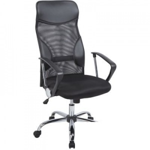 Кресло руководителя Easy Chair 506 TPU net, экокожа черная, сетка, хром