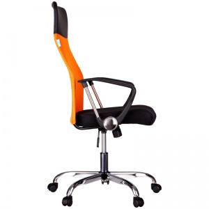 Кресло руководителя Helmi HL-E16 Content, ткань/сетка/экокожа черная/оранжевая, хром (311359)
