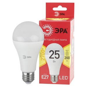 Лампа светодиодная Эра LED (25Вт, Е27, грушевидная) теплый белый, 3шт. (Б0048009)