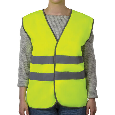 Спец.одежда Жилет сигнальный Грандмастер, 2 светоотражающие полосы, лимонный (размер XL, рост 52-54), плотный, 50шт.