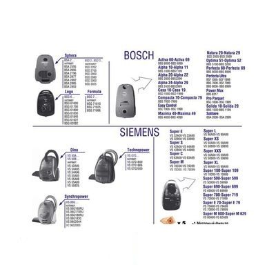 Пылесборники Topperr BS2, 5шт., для пылесосов Bosch, Siemens (BS2), 10 уп.
