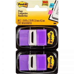 Клейкие закладки пластиковые 3M Post-it Professional, фиолетовый по 100л., 25мм, диспенсеры (680-PU2)