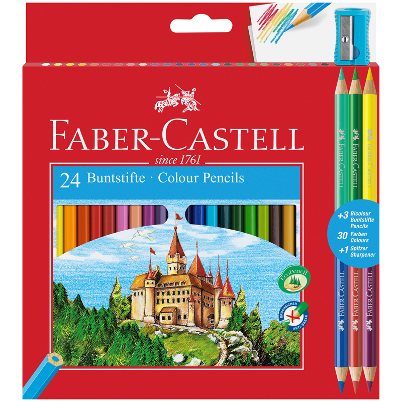 Карандаши цветные 30 цветов Faber-Castell &quot;Замок&quot; (L=170мм, d=3мм, 6гр) (110324)