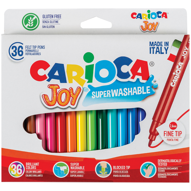Набор фломастеров 36 цветов Carioca Joy (линия 1-2.6мм, смываемые) картонная упаковка, 6 уп. (40616)