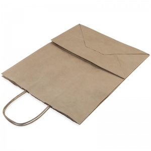Крафт-пакет бумажный коричневый с кручеными ручками, 26x15x35см, 70 г/кв.м, 150шт. (108-037)