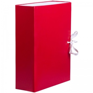 Короб архивный OfficeSpace (А4, 80мм, картон/бумвинил, разборный) красный (284720)