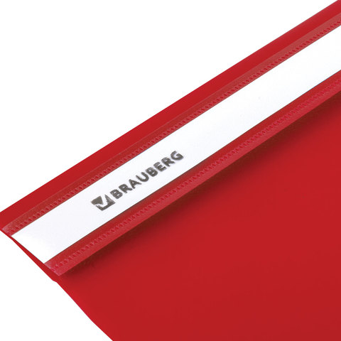 Папка-скоросшиватель Brauberg (А4, 180мкм, до 100л., пластик) красная (220384), 25шт.