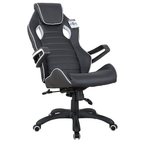 Кресло игровое Brabix &quot;Techno Pro GM-003&quot;, экокожа, черная/серая, вставки серые, пластик