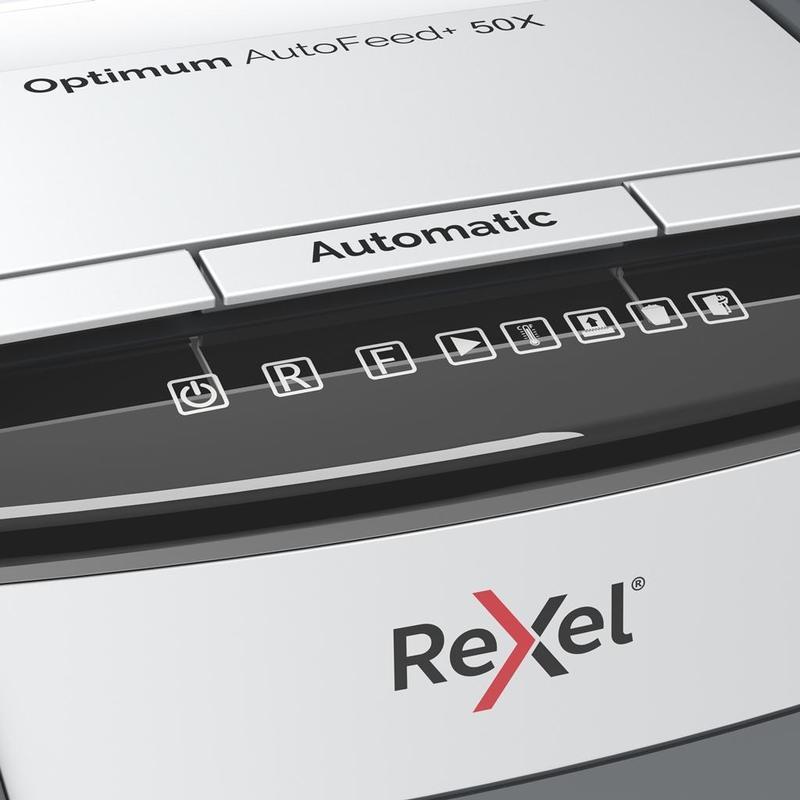 Уничтожитель документов Rexel Optimum AutoFeed+ 50X (4-й уровень секретности, объем корзины 20л)