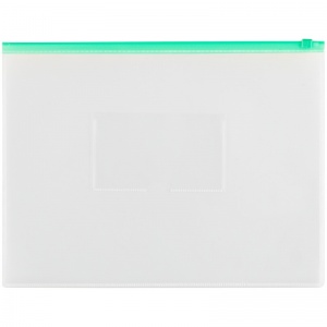Папка-конверт на молнии OfficeSpace (A4, 150мкм, до 60л.) прозрачная, молния зеленая (329759), 12шт.