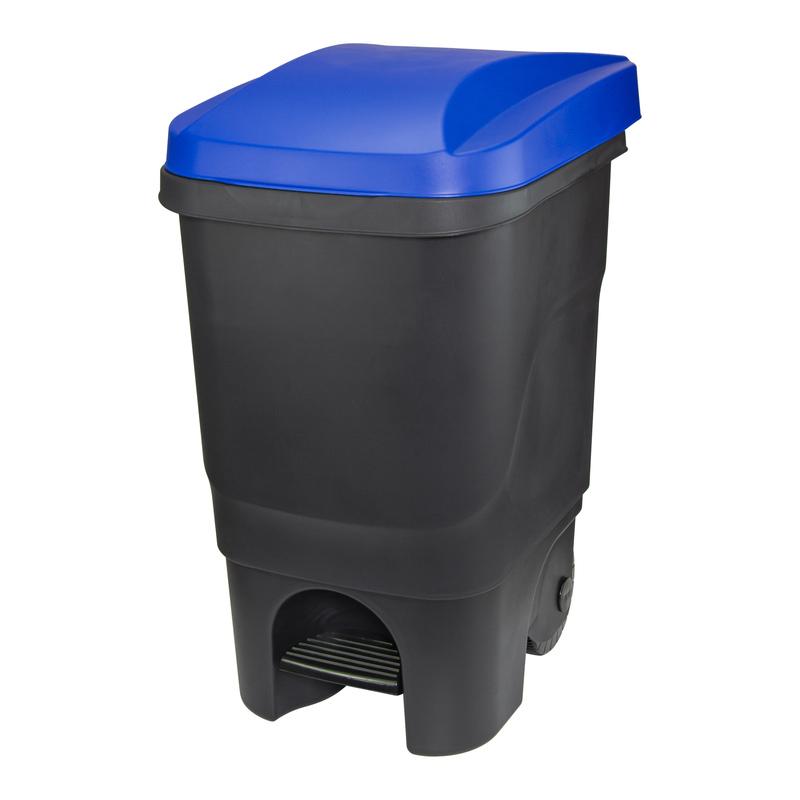Контейнер для раздельного сбора мусора Idea, 60л, пластик на 2-х колесах с педалью, синий/черный (69x39x39 см)