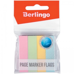 Клейкие закладки бумажные Berlingo, 4 цвета пастель по 100л., 12x50мм (LSz_50125)