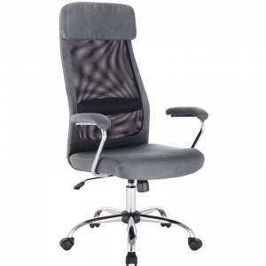 Кресло руководителя Easy Chair 591 TC, сетка/ткань черная/серая, хром