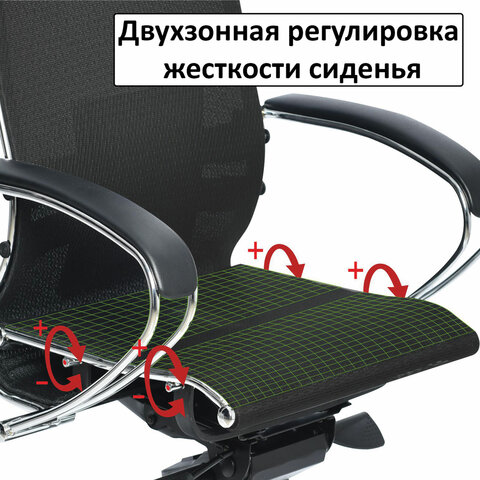 Кресло руководителя Metta К-4-Т, прочная сетка черная, хром