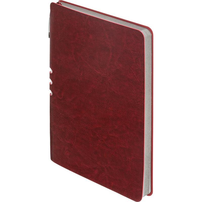 Бизнес-тетрадь А5 Attache Light Book, 112 листов, линейка, на сшивке, кожзам, бордовая (140x202мм)