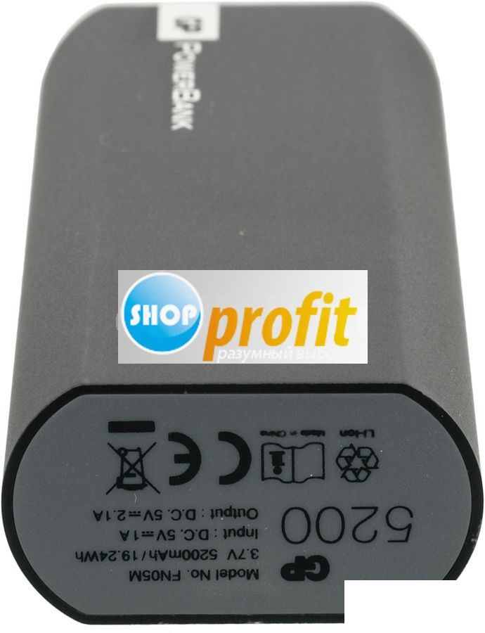 Мобильный аккумулятор GP Portable PowerBank FN05M, 5200мAч, черный (GPFN05MBE-2CRB1)