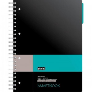 Бизнес-тетрадь А4 Attache Selection Smartbook, 120 листов, клетка, 1 разделитель на спирали, карман, серо-бирюзовый