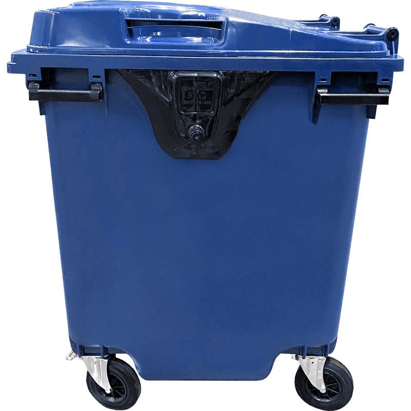 Контейнер-бак для мусора 1100л ТехПолимерЭко, пластик, на 4-х колесах с крышкой, синий