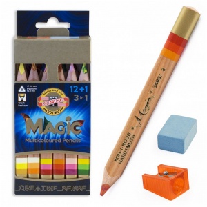 Карандаши многоцветные Koh-I-Noor Magic (L=122мм, D=10.4мм, утолщенные, точилка+ластик) картон, 13шт. (3404N15001KSRU)