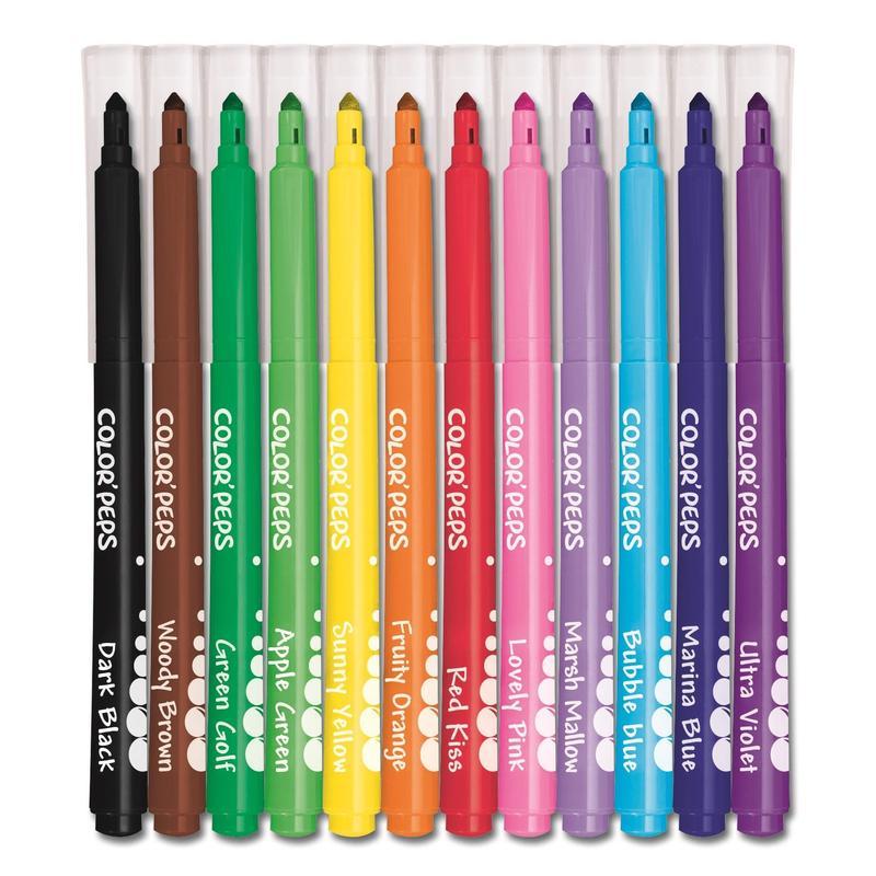 Набор фломастеров 12 цветов Maped Color'Peps Long Life (линия 3мм, смываемые, трехгранные) картонная упаковка (845020)