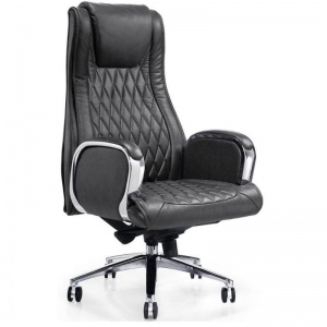 Кресло руководителя Easy Chair 518 ML, кожа черная, хром