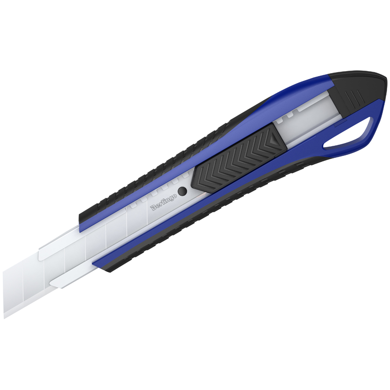 Нож канцелярский 18мм Berlingo Razzor 300, синий + лезвия сменные 10шт., блистер (BM4132_2c), 10шт.
