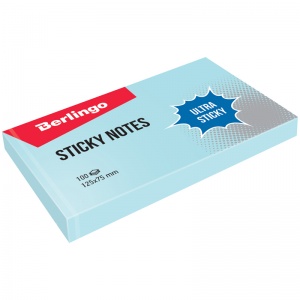 Стикеры (самоклеящийся блок) Berlingo Ultra Sticky, 125x75мм, голубой пастель, 100 листов (LSn_39302)