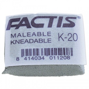Ластик-клячка Factis K 20 (37х29х10мм, супермягкий, натуральный каучук, серый) 1шт. (CCFK20)