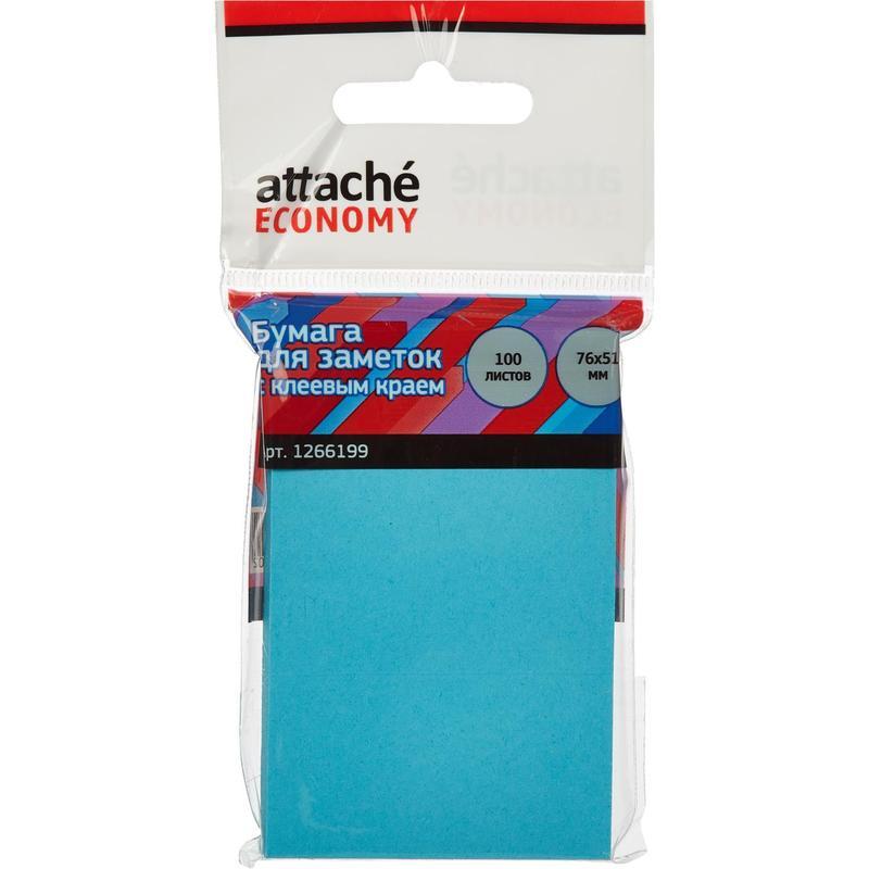Стикеры (самоклеящийся блок) Attache Economy, 76x51мм, синий, 100 листов