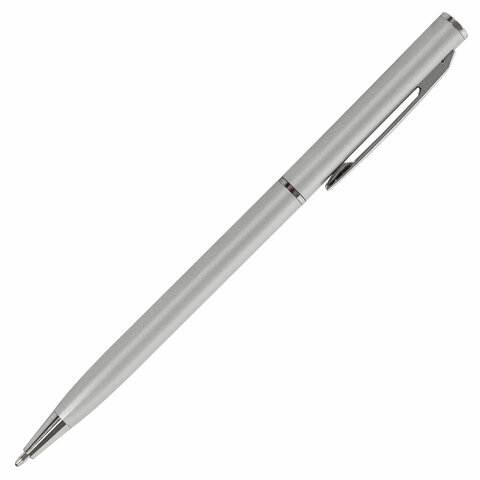 Ручка шариковая автоматическая Brauberg Delicate Silver (бизнес-класса, корпус и детали серебристые, синий цвет чернил) 1шт. (141401)