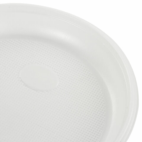 Тарелка одноразовая пластиковая Лайма Бюджет (d=170мм, десертная, белая) 100шт. (600942)