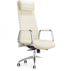 Кресло руководителя Easy Chair 528 ML, кожа белая, полированный алюминий
