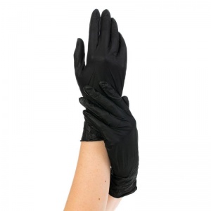 Перчатки одноразовые нитриловые смотровые NitriMax, нестерильные, неопудренные, размер M (7-8), черные, 50 пар