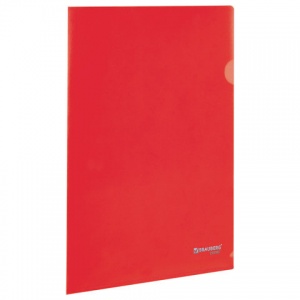 Папка-уголок Brauberg (А4, 100мкм, пластик) красная (223967)