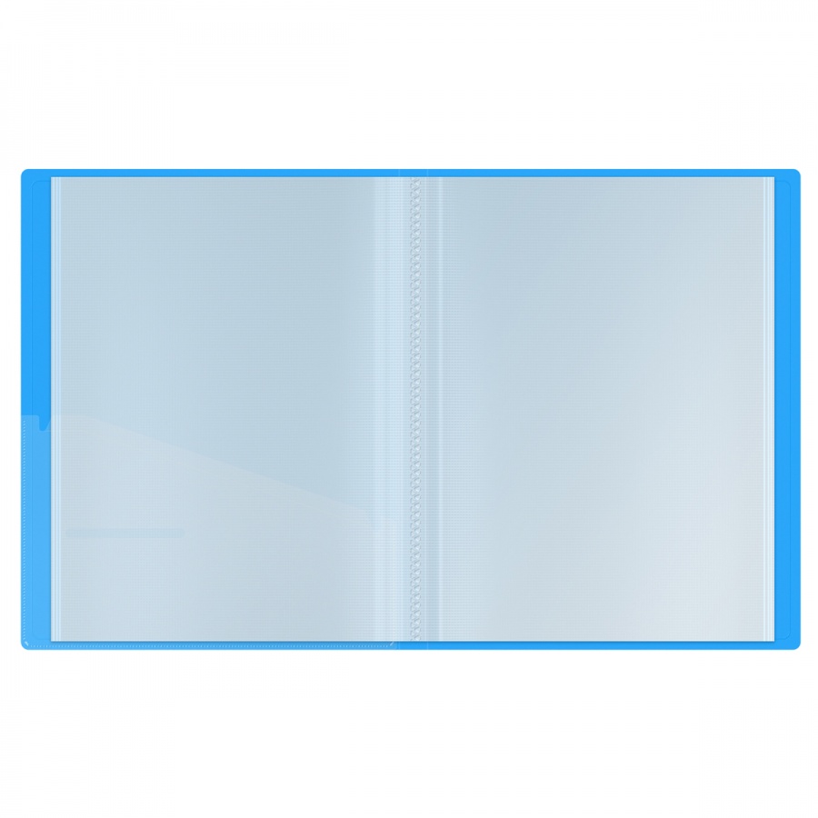 Папка файловая 40 вкладышей Berlingo Neon (А4, пластик, 24мм, 1000мкм) голубой неон (DB4_40393)