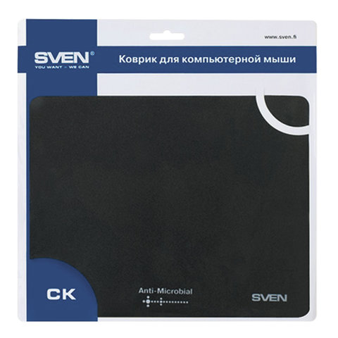 Коврик для мыши Sven CK, полипропилен с бактерицидным покрытием, 240х190х1мм, черный (SV-009861), 1 000шт.
