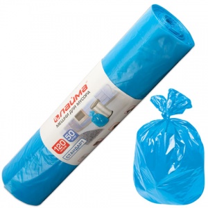 Пакеты для мусора 120л, Лайма (70x110см, 18мкм, синие) ПНД, 50шт. в рулоне (601797)