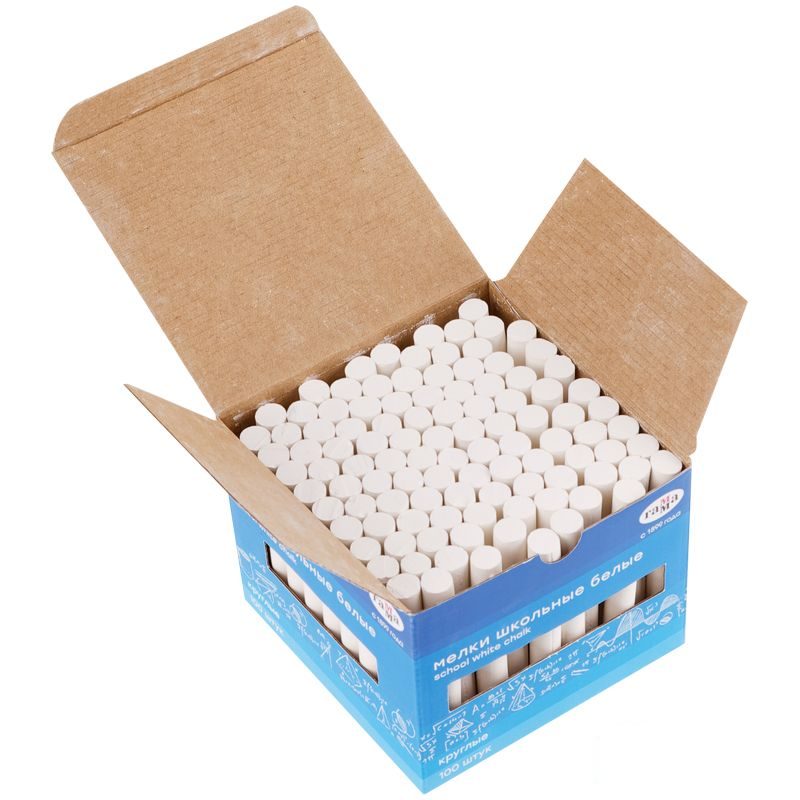 Мел белый Гамма, мягкий, круглый, картонная коробка, 100шт. (2308194)