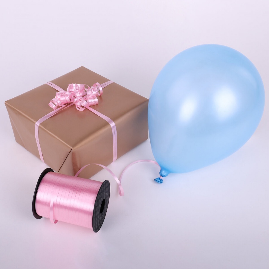 Лента упаковочная Золотая Сказка для шаров и подарков, 5мм х 500м, розовая, 4 уп. (591812)