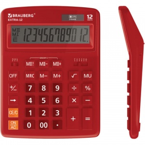 Калькулятор настольный Brauberg Extra-12-WR (12-разрядный) бордовый (250484)
