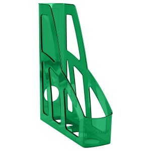 Лоток для бумаг вертикальный Стамм "Лидер", 75мм, тонированный зеленый (ЛТВ-30458), 6шт.