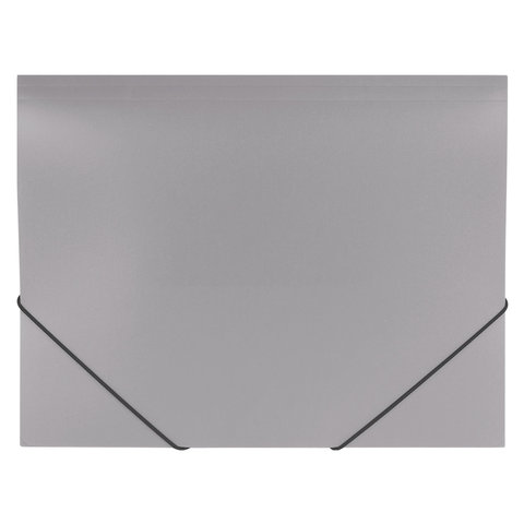 Папка на резинках пластиковая Brauberg Office (А4, до 300 листов) серый (228079)