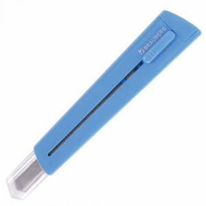 Нож канцелярский 9мм Brauberg "Delta", автофиксатор, голубой (237086), 24шт.