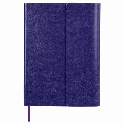 Ежедневник недатированный А5 Brauberg Magnetic X (160 листов) кожзам фиолетовый, с магнитным клапаном (113282)