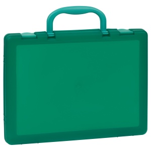 Папка-портфель Стамм (А4, 1 отделение, пластик, 275х375х57мм, ручка) тонированная зеленая (КС18), 8шт.