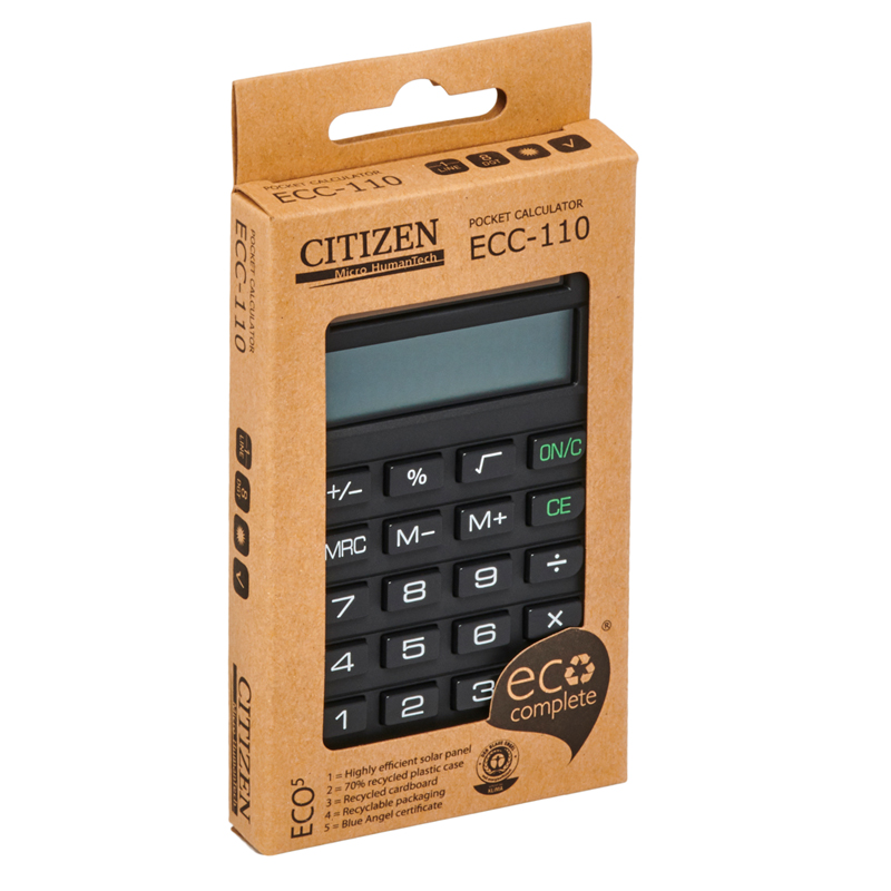 Калькулятор карманный Citizen ECC-110 (8-разрядный) черный (ECC110)
