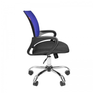 Кресло офисное Easy Chair 304, ткань черная, сетка синяя, хром