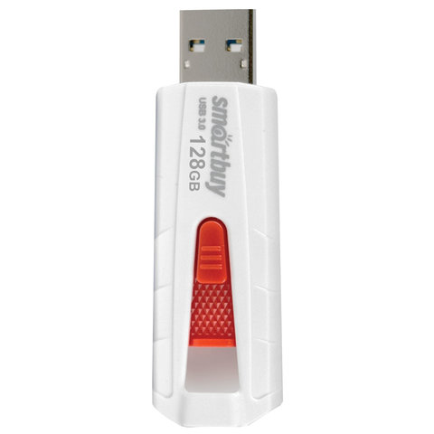 Флэш-диск USB 128Gb SmartBuy Iron, USB3.0, белый/красный (SB128GBIR-W3)