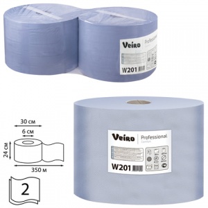 Протирочная бумага в рулонах Veiro Comfort P1/P2, 2-слойная голубая, 2 рулона по 1000 листов (W201)